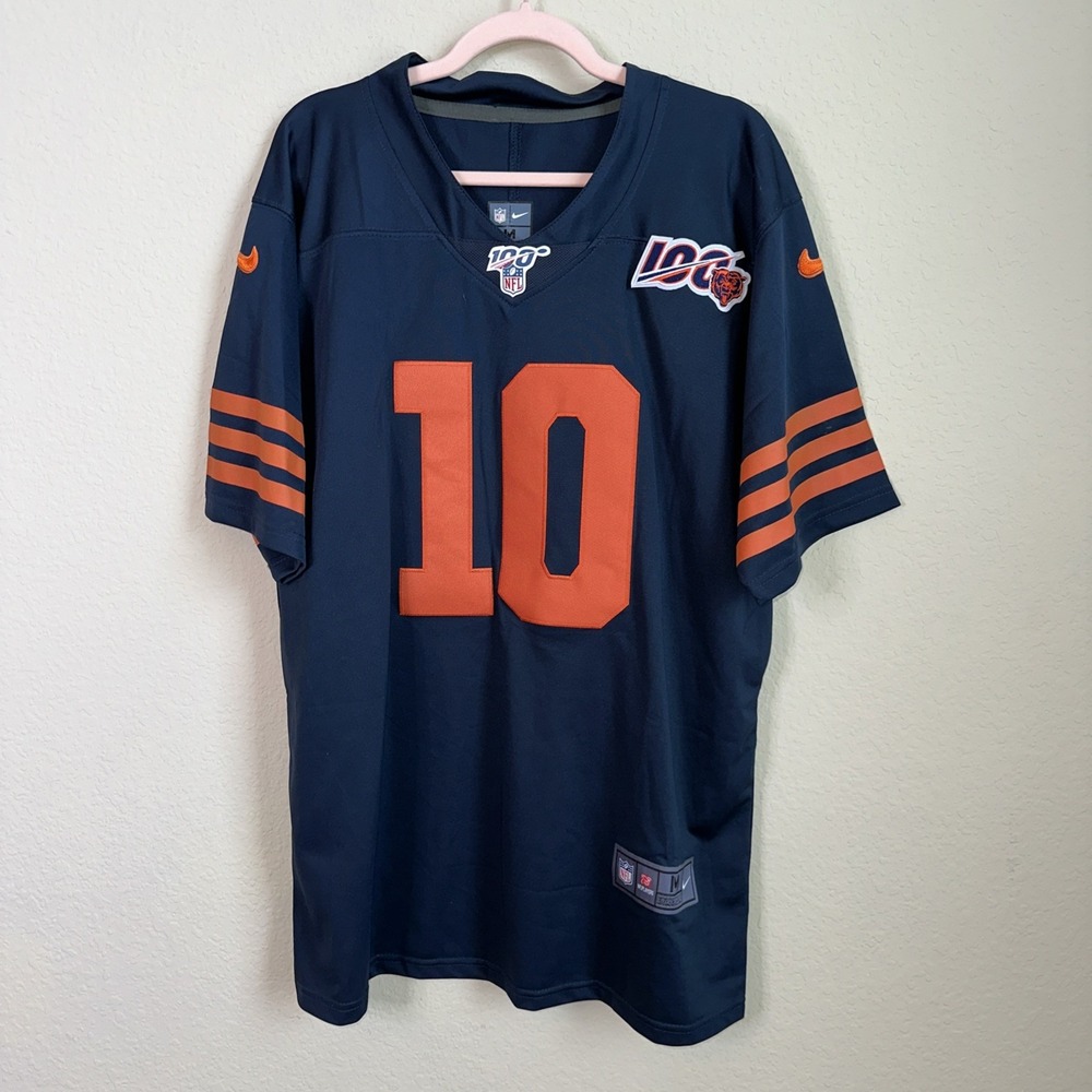Nike Chicago Bears Mitchell Trubisky #10 Blue Stitched Jersey 100 Anniversary M